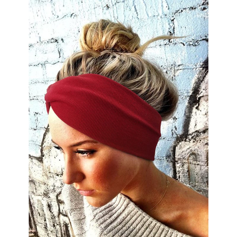 AQOKKA Elastic Knotted Headbands for Women Criss Cross Head Bands for Women's Hair Non Slip Boho Wrap Twisted Hair Accessories - Image 3